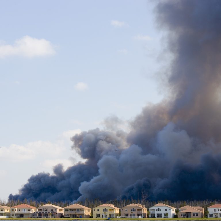 wildfires approach residential neighborhood